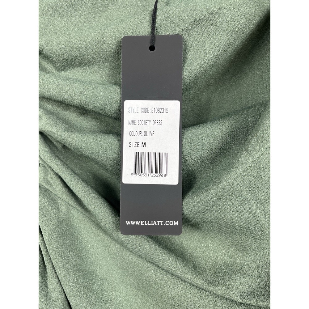 Elliatt Society One Shoulder Ruched Mini Dress Olive Green NWT Size M - Picture 6 of 12